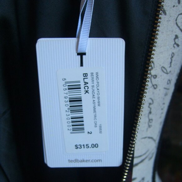 NWT TED BAKER LONDON POLAYO BERRY SUNDAE ASYMMETRICAL DRESS TB2 US6 - Picture 7 of 7